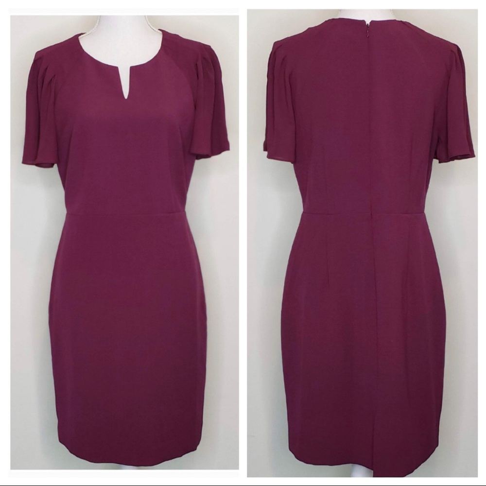 Ann Taylor burgundy dress sweetheart pleats size 2